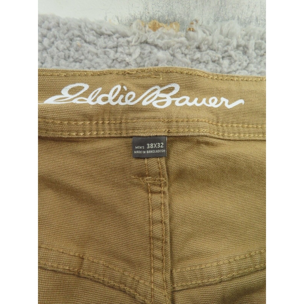 Eddie Bauer Pants 38x31 Brown Canvas Workwear Knee Reinforced Relaxed Baggy - Picture 4 of 12